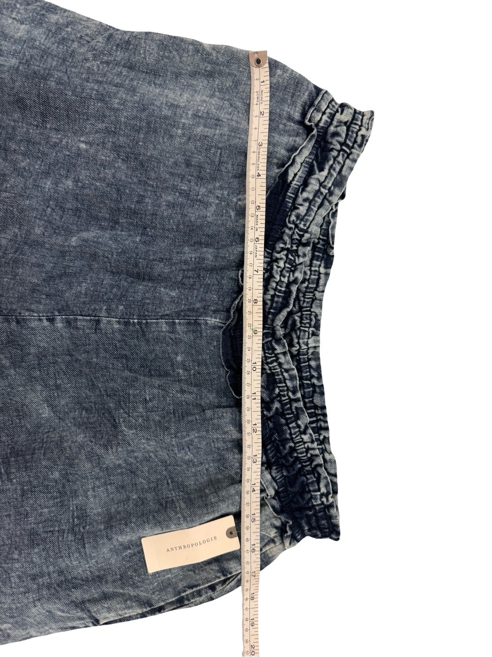 Anthropologie Washed Blue Paperbag Waist Wide-Leg lightweight cotton Jeans - Picture 11 of 15
